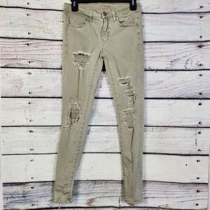 American Eagle Women’s Jegging Size 4 Distressed Olive Green Level Stretch